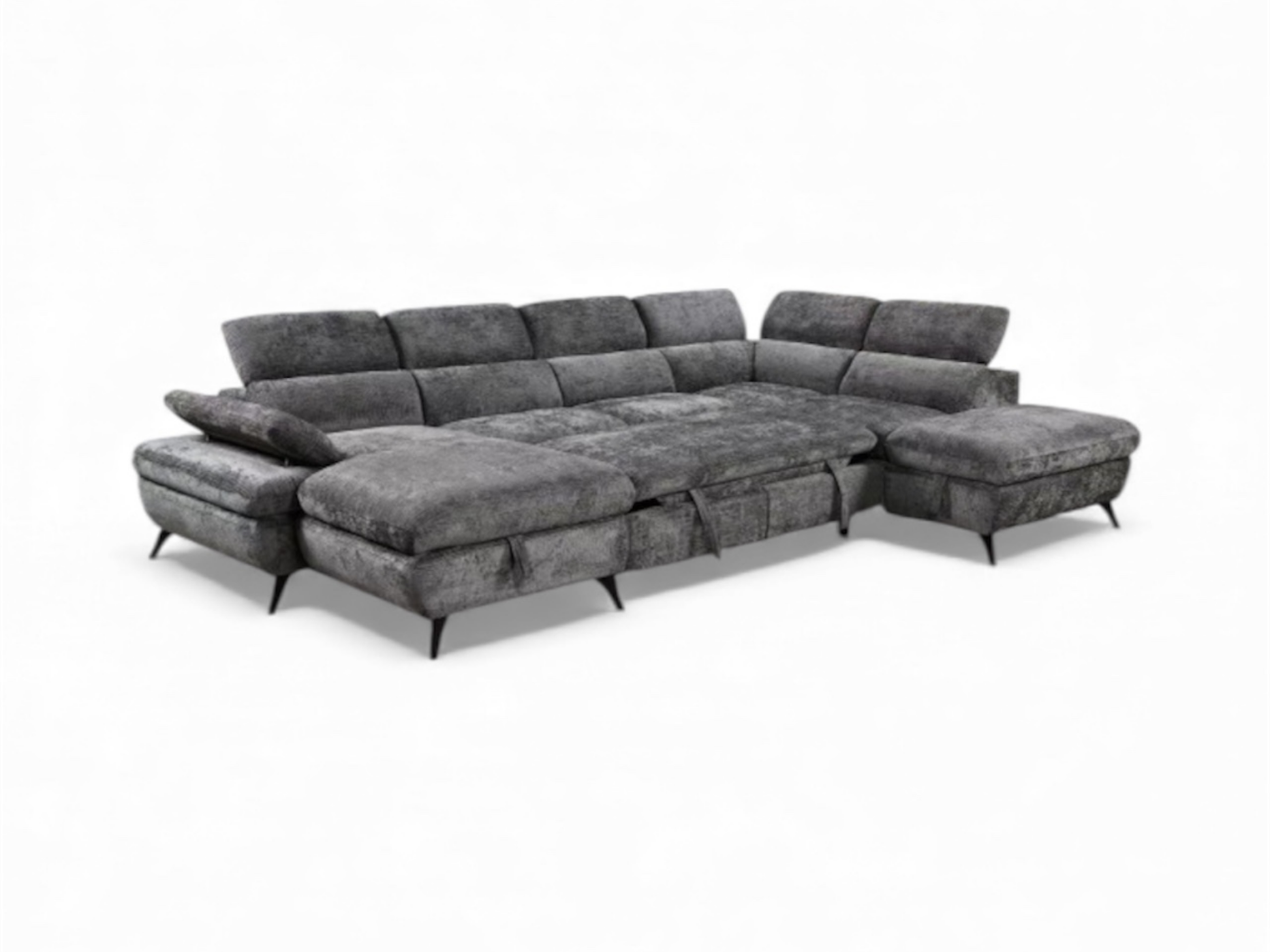 Large Gray sectional sofa Bed on a white background