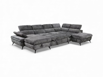 Large Gray sectional sofa Bed on a white background