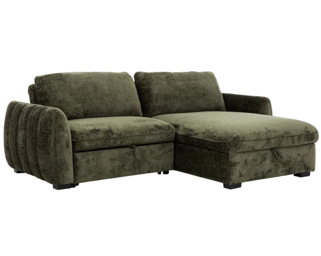 Green sectional sofa on a white background