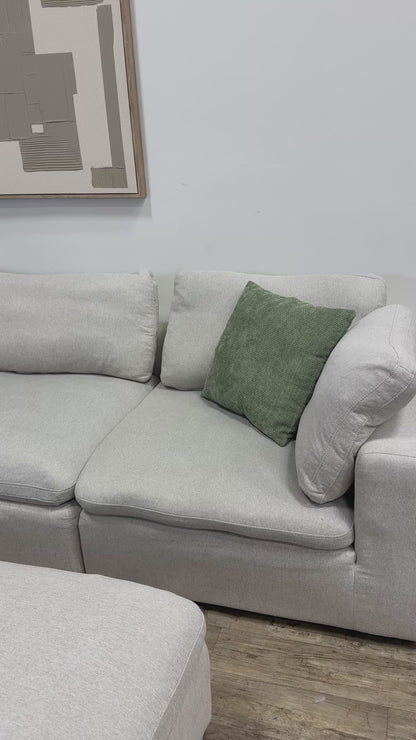 Pre Owned Modular Cloud-Style Sectional with Ottoman